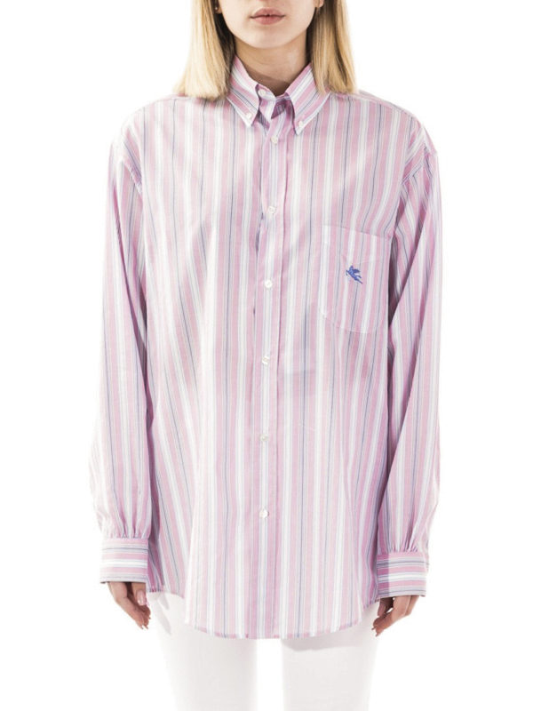 iKRIX ETRO: shirts - Pink striped cotton poplin shirt