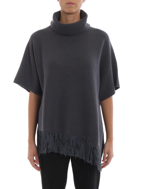 iKRIX FABIANA FILIPPI: Turtlenecks & Polo necks - Suede fringe  cashmere and silk blend sweater