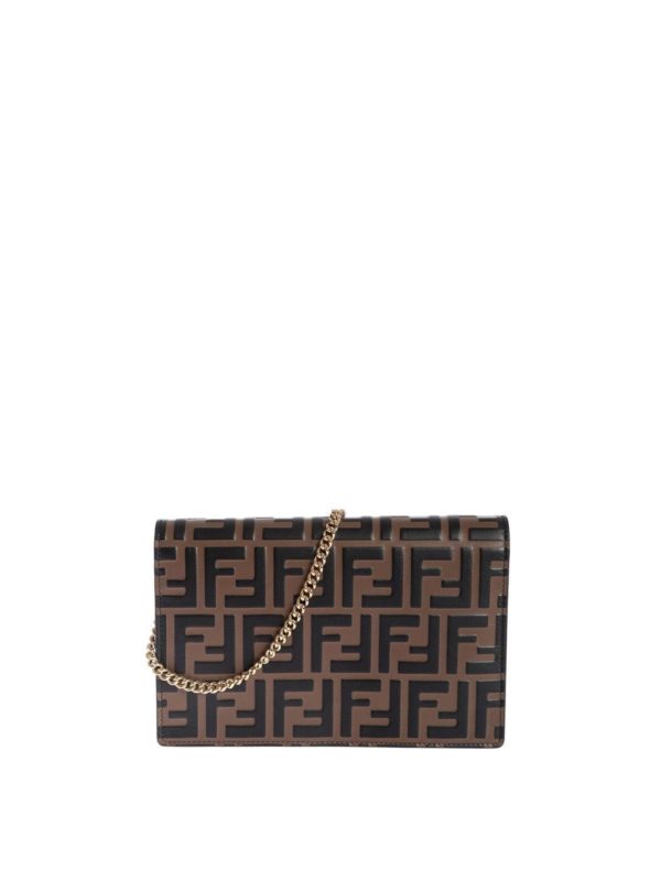 iKRIX FENDI: cross body bags - Wallet On Chain bag in red with brown FF