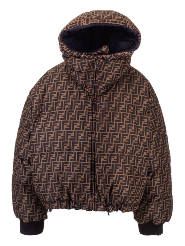 iKRIX FENDI: padded coats - Reversible FF down jacket in black and brown