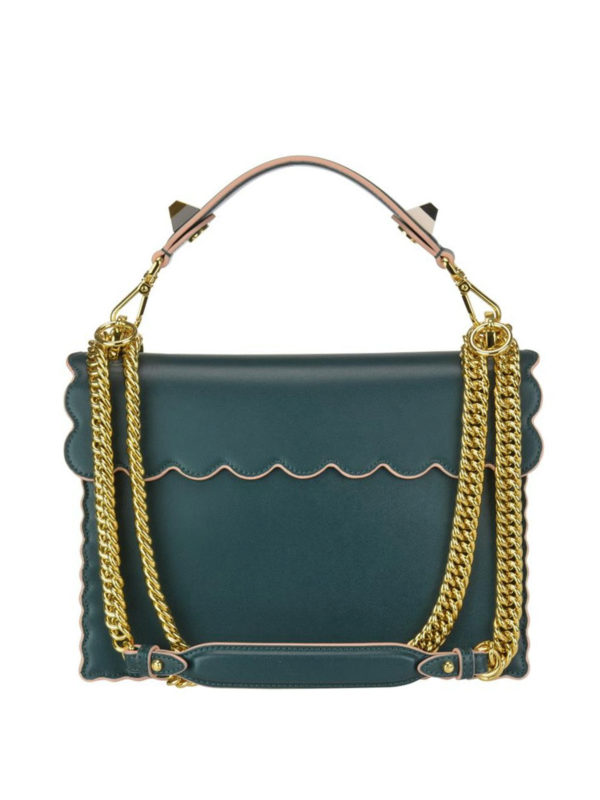 Shoulder bags Fendi Kan I green leather scalloped bag 8BT283A18QF13FO