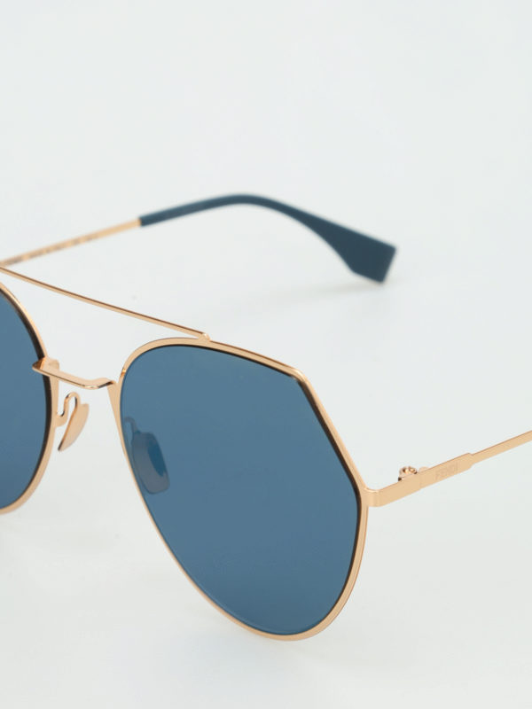 Fendi Gold Frame Sunglasses with Blue-Green Lenses Fendi - Karligraphy - Butterfly Sunglasses - Gold Blue Green  main image 3