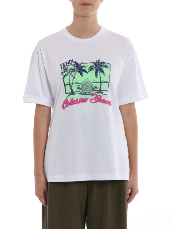 iKRIX FENDI: t-shirts - Colosseo Beach white Tee