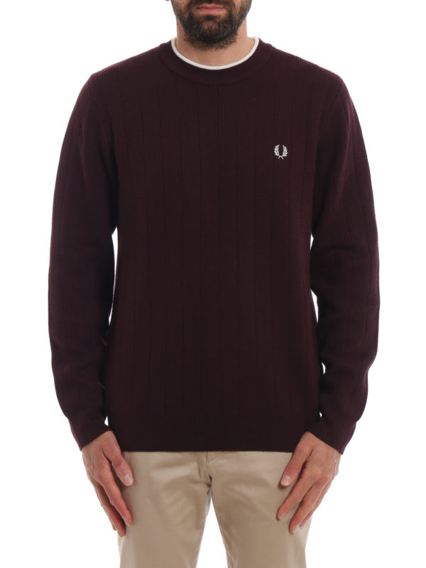 iKRIX FRED PERRY: Strickpullover mit Rundhalsausschnitt - Rundhalspullover - Bordeaux