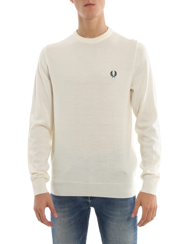 iKRIX FRED PERRY: Strickpullover mit Rundhalsausschnitt - Rundhalspullover - Weiß