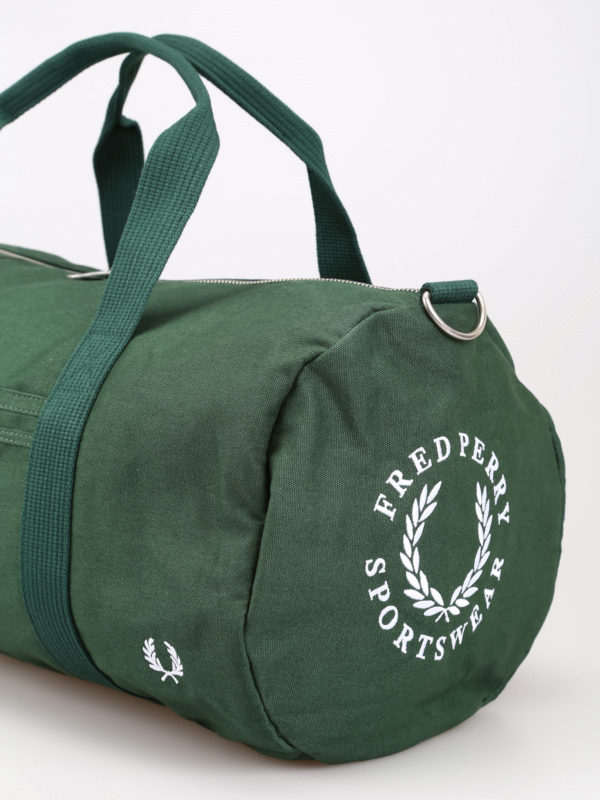 iKRIX FRED PERRY: sport bags - Branded tartan green canvas duffle bag