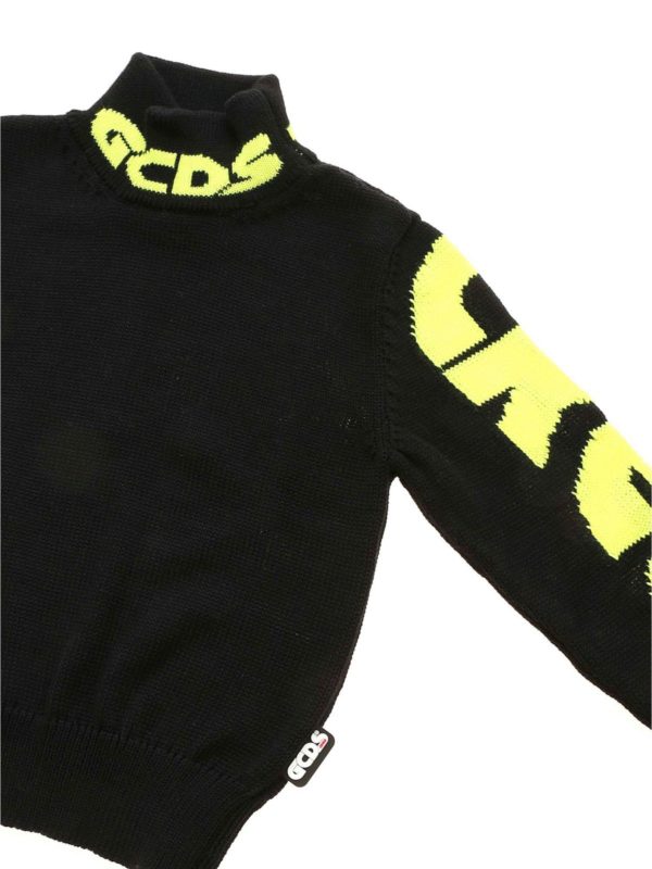 iKRIX GCDS: Turtlenecks & Polo necks - Fluo logo turtleneck in black