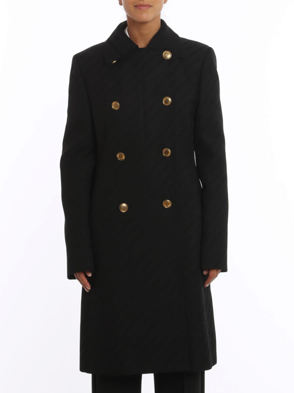 iKRIX GIVENCHY: knee length coats - Golden button detailed viscose blend coat