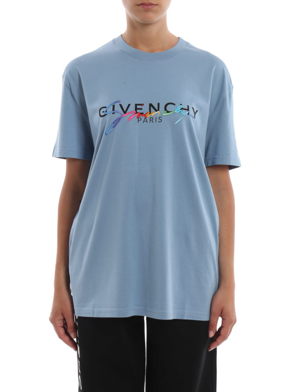 Tシャツ・カットソー GIVENCHY Woman T-Shirt Blue BW70FM3YRS 411 shirt with 4G Peace motif Givenchy - medium shoulder bag