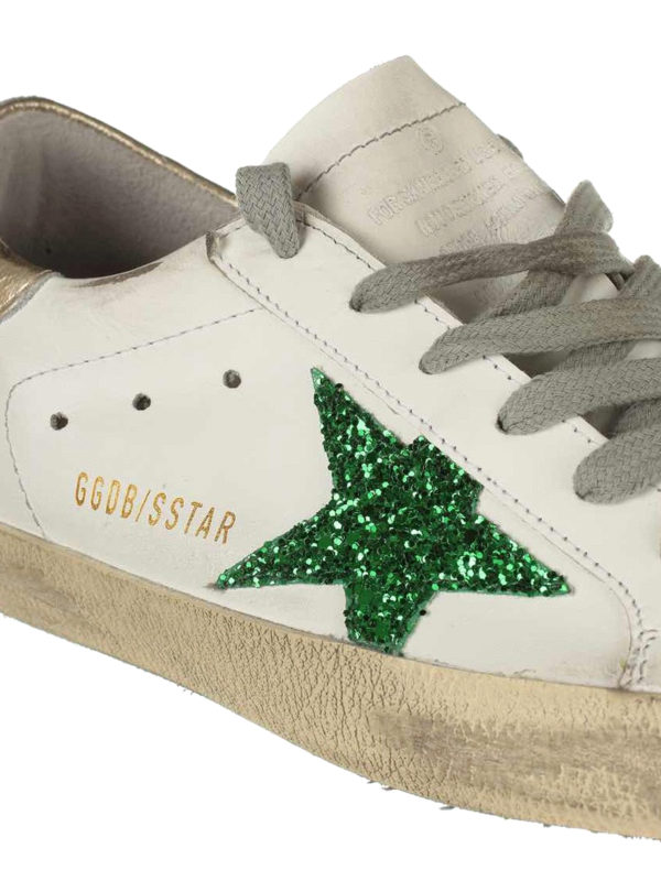 iKRIX GOLDEN GOOSE: trainers - Green glitter patch Superstar shoes