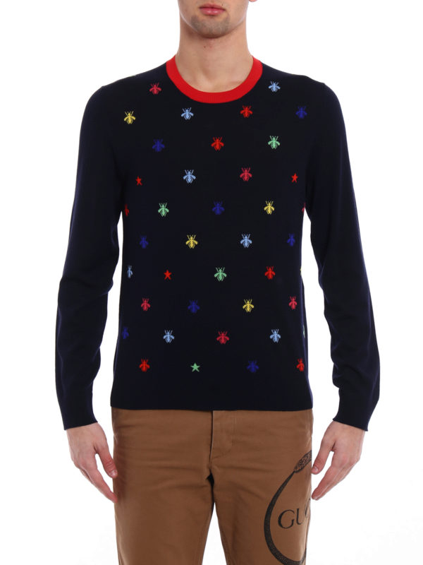 iKRIX GUCCI: crew necks - Multicolour bee intarsia sweater