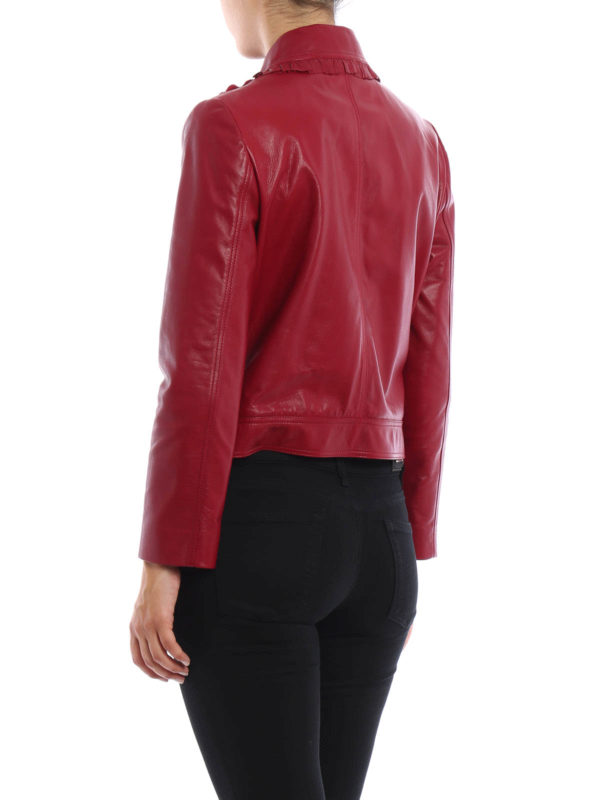 iKRIX GUCCI: leather jacket - Ruffle detailed leather jacket