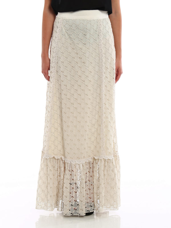 iKRIX GUCCI: Long skirts - GG macrame lined long skirt