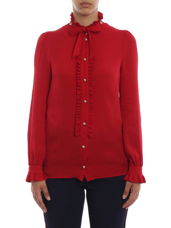 iKRIX GUCCI: shirts - Frilled inserts silk blouse