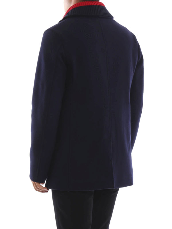 iKRIX GUCCI: short coats - Web neck wool pea coat