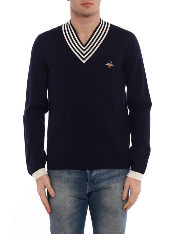 iKRIX GUCCI: Strickpullover mit V-Ausschnitt - V-Pullover - Blau