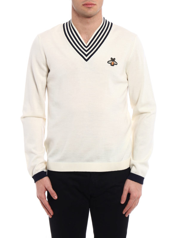 iKRIX GUCCI: Suéteres con cuello pico - Suéter Con Cuello De Pico - Blanco