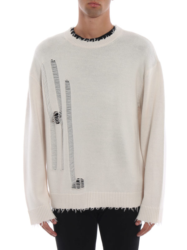 iKRIX HELMUT LANG: crew necks - Distressed wool sweater