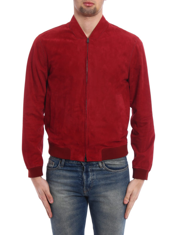 iKRIX HERNO: leather jacket - Dark red suede bomber