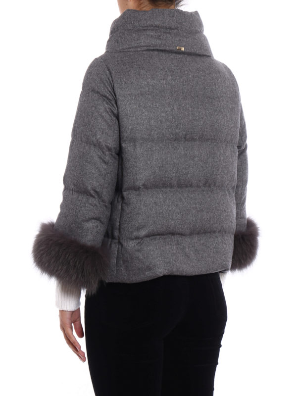 iKRIX HERNO: padded jackets - Fur cuffs cashmere padded jacket