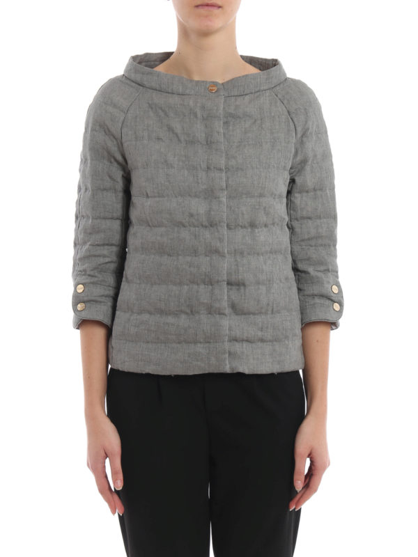 iKRIX HERNO: padded jackets - Grey quilted linen puffer jacket