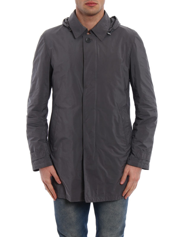 iKRIX HERNO: short coats - Lightweight nylon grey overcoat