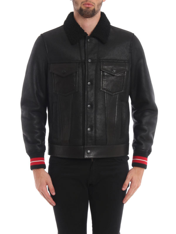 iKRIX HILFIGER COLLECTION: leather jacket - Short shearling jacket