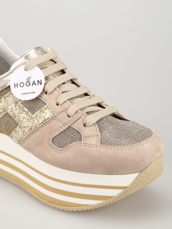 iKRIX HOGAN: sneakers - Sneaker beige con glitter e maxi suola
