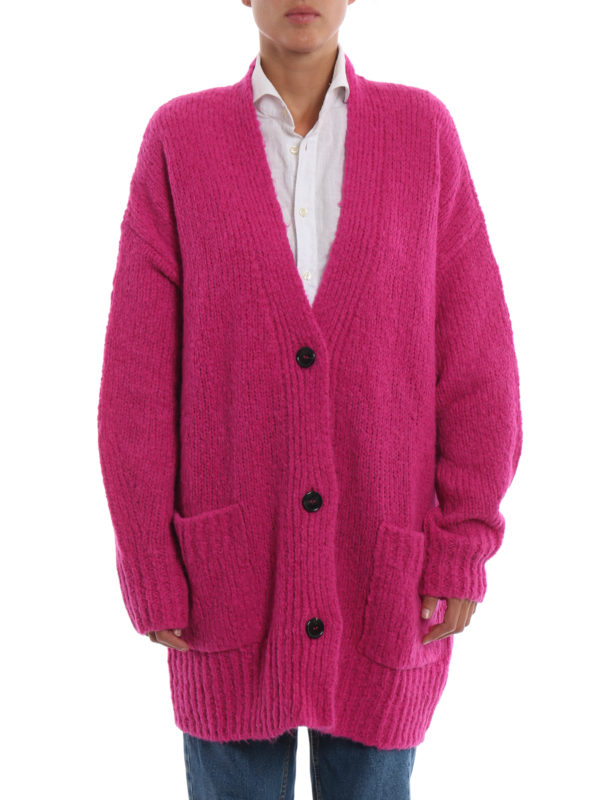 iKRIX Isabel Marant Etoile: cardigans - Sadlery pink drop alpaca blend long cardigan