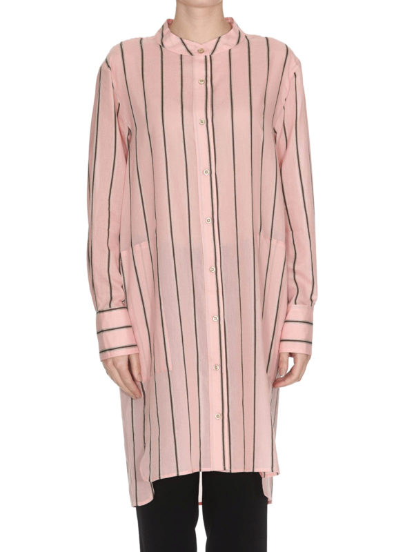 iKRIX Isabel Marant Etoile: shirts - Striped light pink cotton oversized shirt