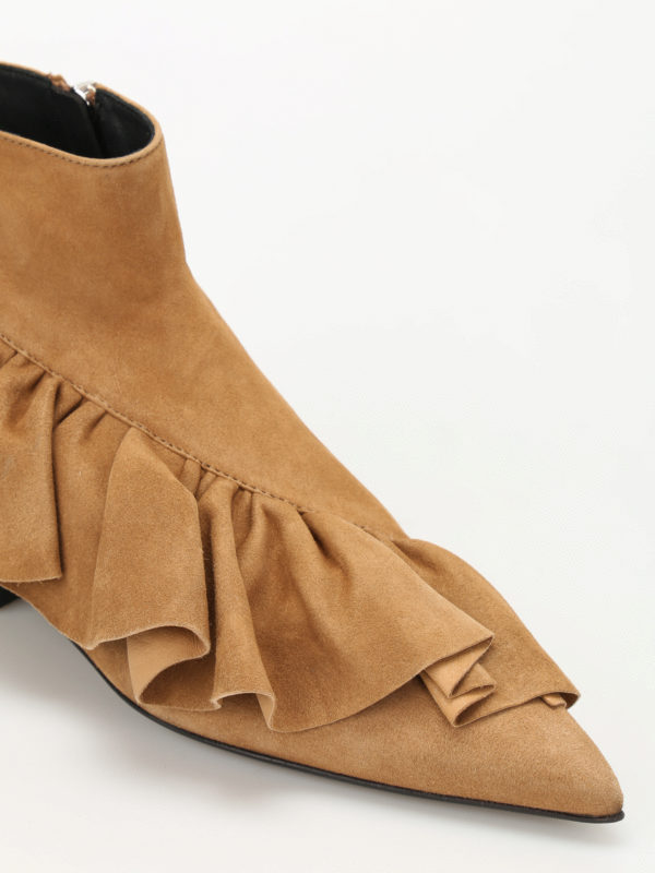 iKRIX J.W. ANDERSON: ankle boots - Ruffle low heel suede booties