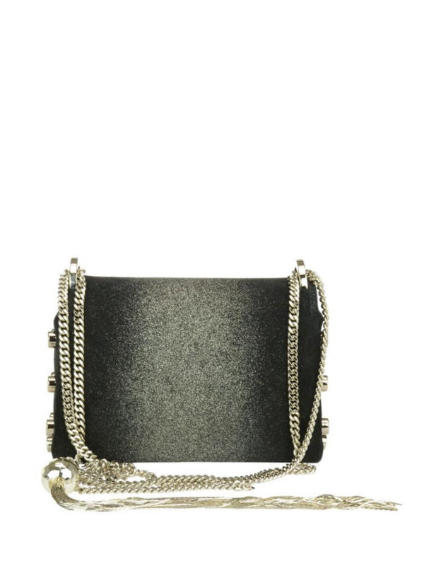 Cross body bags Jimmy Choo Lockett Mini glittered black bag LOCKETTMINIUDGBLACKCHAMPAGNE