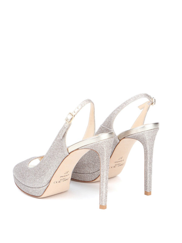 Jimmy Choo Nova 100 open toe leather pumps NOVA100DGZPLATINUM