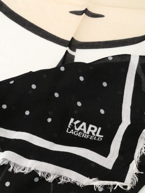 iKRIX KARL LAGERFELD: scarves - K/Ikonik dotted silk blend scarf