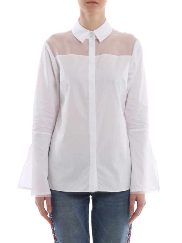 iKRIX KARL LAGERFELD: shirts - Sheer panel white cotton shirt