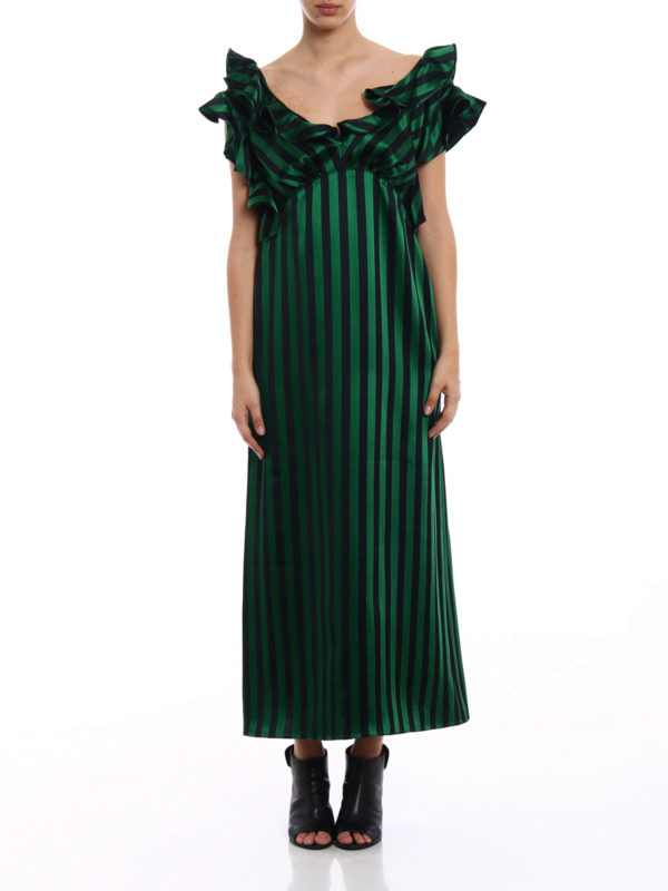 شب Kenzo - Ruffled V-neck striped long dress - 2RO0165DE57 | THEBS