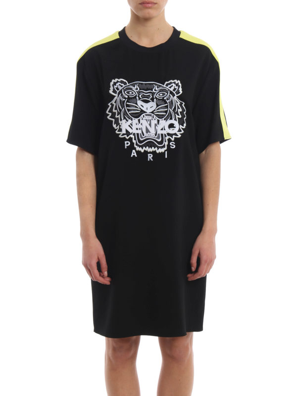 Kenzo Tiger black crepe envers satin dress - Black | F952RO0645AC99