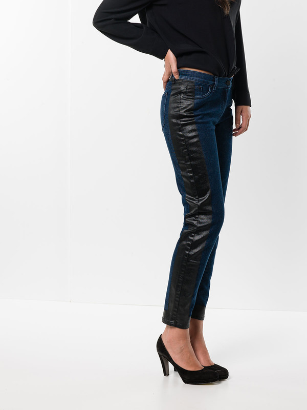 iKRIX KENZO: straight leg jeans - Glossy black sideband denim jeans