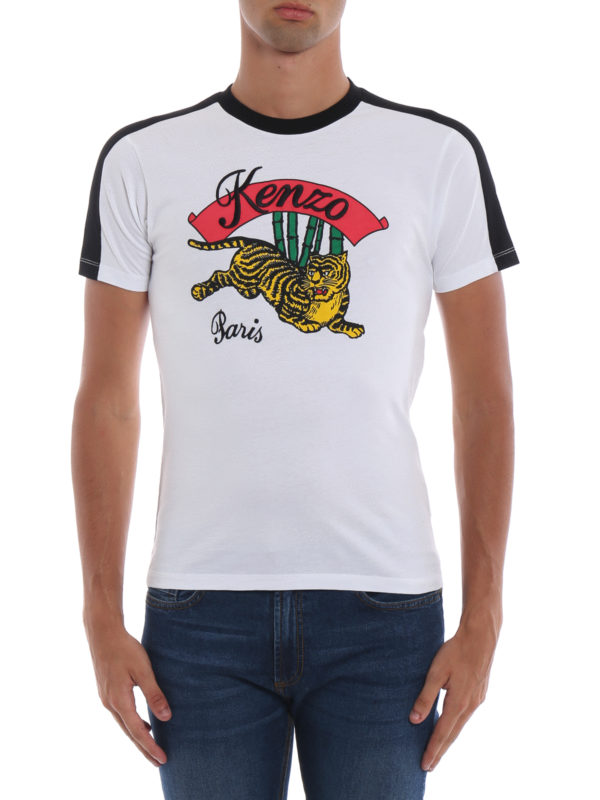 iKRIX KENZO: t-shirts - Kenzo Paris Tiger print white cotton T-shirt