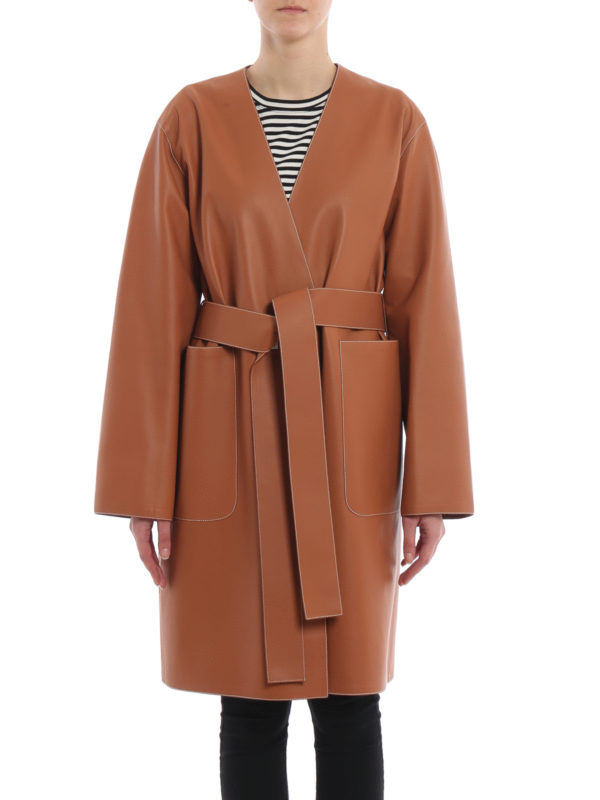 iKRIX LOEWE: Abrigos de cuero - Abrigo De Cuero - Marrón Claro