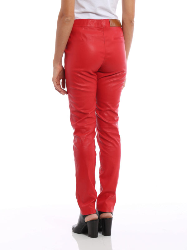 iKRIX LOEWE: レザートラウザー - レザーパンツ - 赤