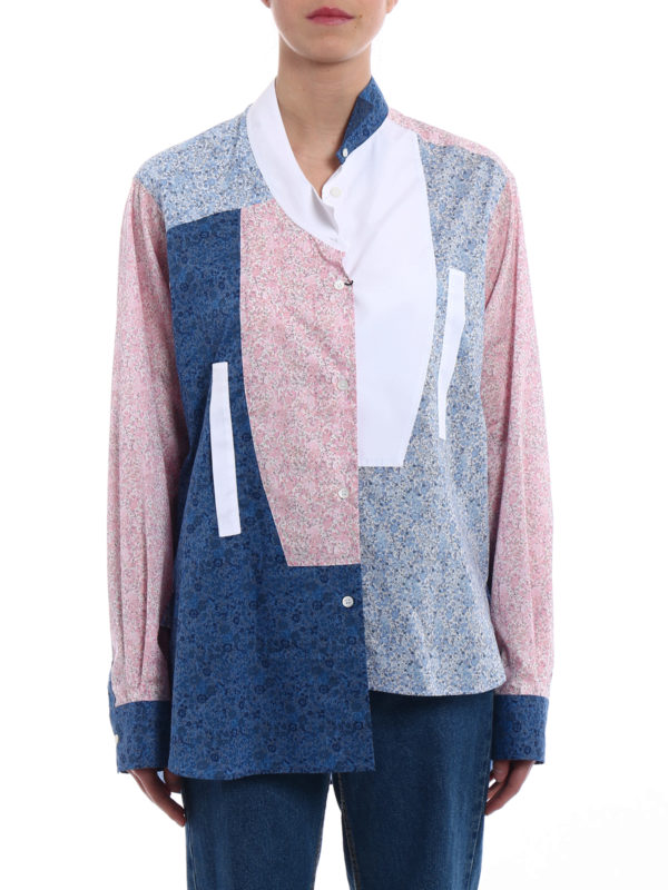 iKRIX LOEWE: shirts - Patchwork pattern asymmetric shirt