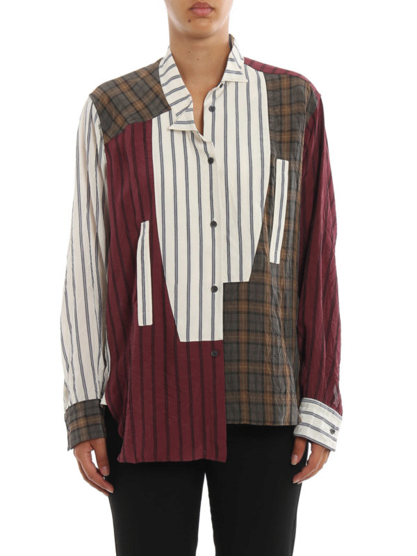 iKRIX LOEWE: shirts - Striped and checked patchwork shirt