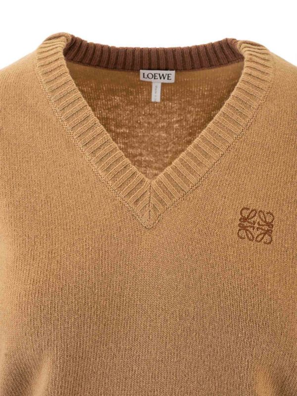 iKRIX LOEWE: Strickpullover mit V-Ausschnitt - V-Pullover - Braun