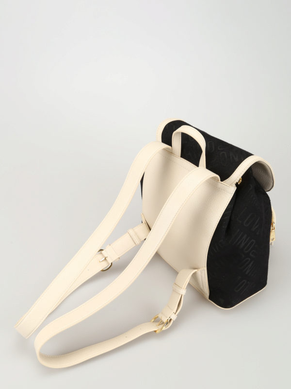 Love Moschino Jacquard fabric and faux leather backpack