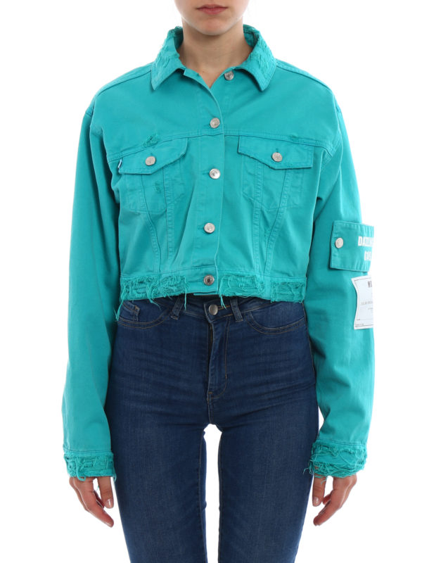 iKRIX m.s.g.m.: denim jacket - Teal denim cropped jacket
