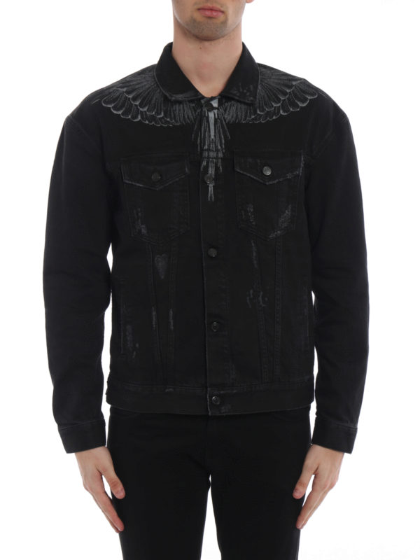 ジャケット・アウター MARCELO BURLON Canouan denim Jacket Marcelo Burlon County Of Milan Black Wing cotton denim jacket