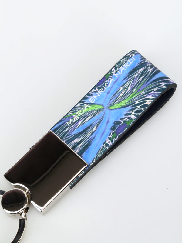 iKRIX MARIA ENRICA NARDI: key holders - Macula Blu leather and steel key holder