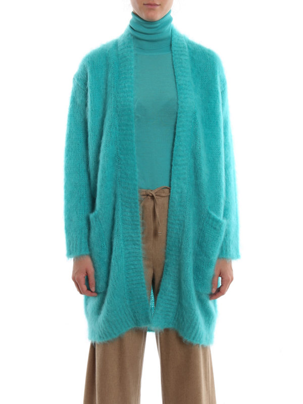 iKRIX Max Mara: cardigans - Sampang turquoise mohair blend cardigan