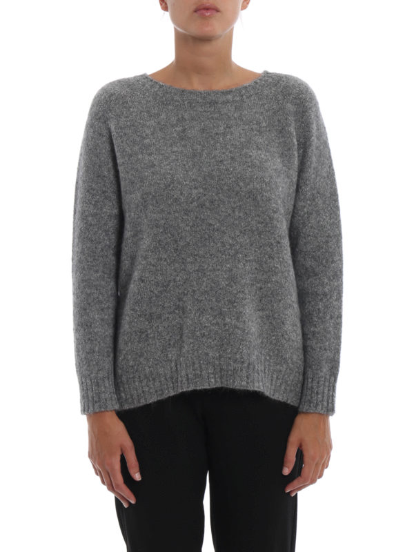iKRIX Max Mara: crew necks - Alcide grey alpaca mohair sweater